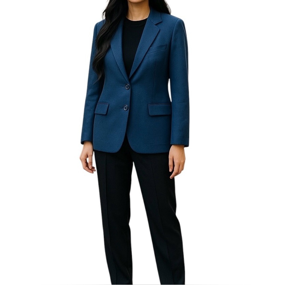 Pendleton‎ Pure Virgin Wool Navy Blue Vintage 2 Button  Blazer Jacket Women Sz M